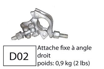 D02 — Attache fixe à angle droit